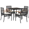 vidaXL Set de muebles jard&iacute;n 5 pzas con cojines rat&aacute;n sint&eacute;tico negro