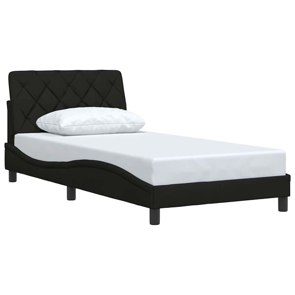 vidaXL Estructura de cama sin colch&oacute;n tela negro 100x200 cm
