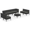 vidaXL Set muebles de jard&iacute;n 9 pzas y cojines rat&aacute;n sint&eacute;tico negro