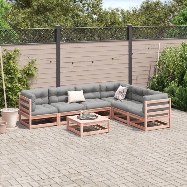 vidaXL Set de sof&aacute;s jard&iacute;n 7 pzas con cojines madera abeto Douglas