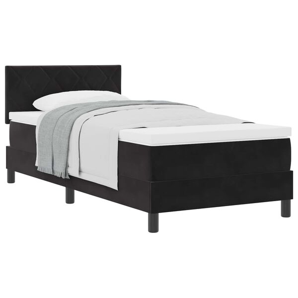 vidaXL Cama tipo Box Spring con colch&oacute;n Negro 90 x 200 cm Terciopelo