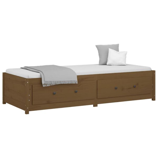 vidaXL Sof&aacute; cama madera maciza de pino marr&oacute;n miel 90x200 cm