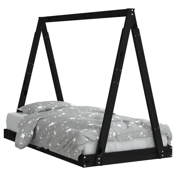 vidaXL Estructura de cama para niños madera de pino negro 80x160 cm