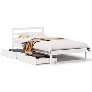 vidaXL Estructura de cama sin colch&oacute;n madera maciza blanca 90x190 cm