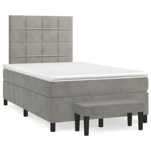 vidaXL Cama box spring con colch&oacute;n terciopelo gris claro 120x200 cm