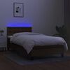 vidaXL Cama box spring colch&oacute;n y luces LED tela marr&oacute;n oscuro 90x190cm