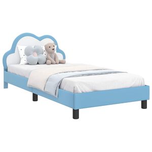 vidaXL Estructura de cama con cabecera Azul 90 x 200 cm PU