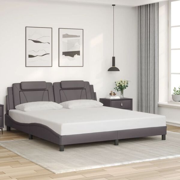 vidaXL Estructura de cama Viana con LED sin colch&oacute;n gris 180x200 cm