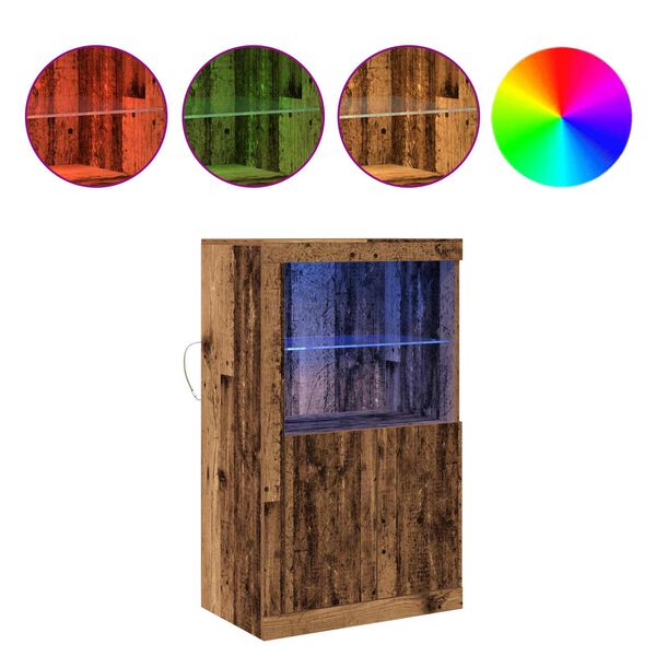 vidaXL Aparador LED Madera vieja 60,5 x 37 x 100 cm