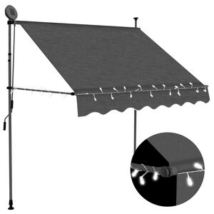 vidaXL Toldo manual retr&aacute;ctil con LED gris antracita 200 cm
