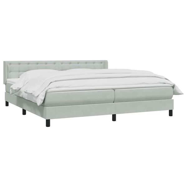 vidaXL Cama box spring con colch&oacute;n terciopelo gris claro 180x220 cm
