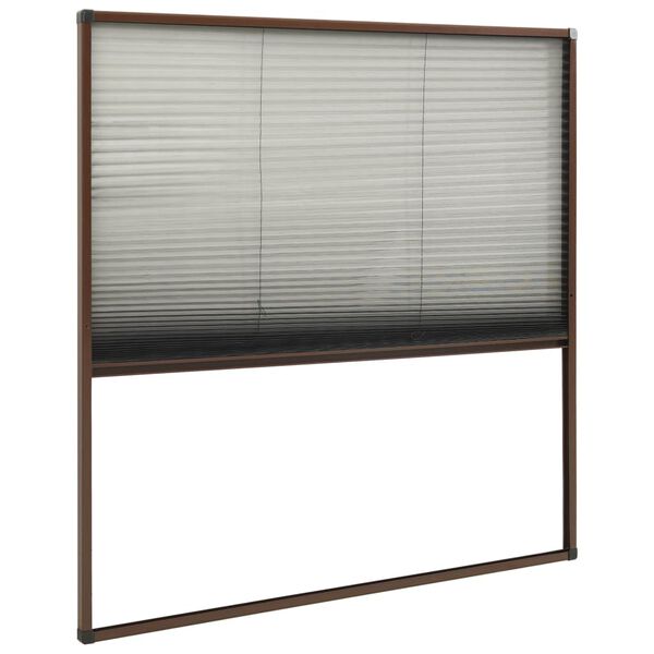 vidaXL Mosquitera plisada para ventanas aluminio marr&oacute;n 120x120 cm