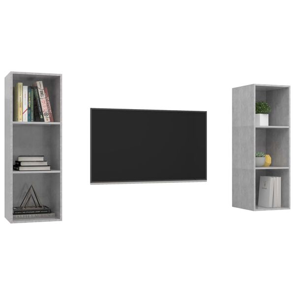 vidaXL Muebles de salón de pared 2 pzs madera ingeniería gris hormigón