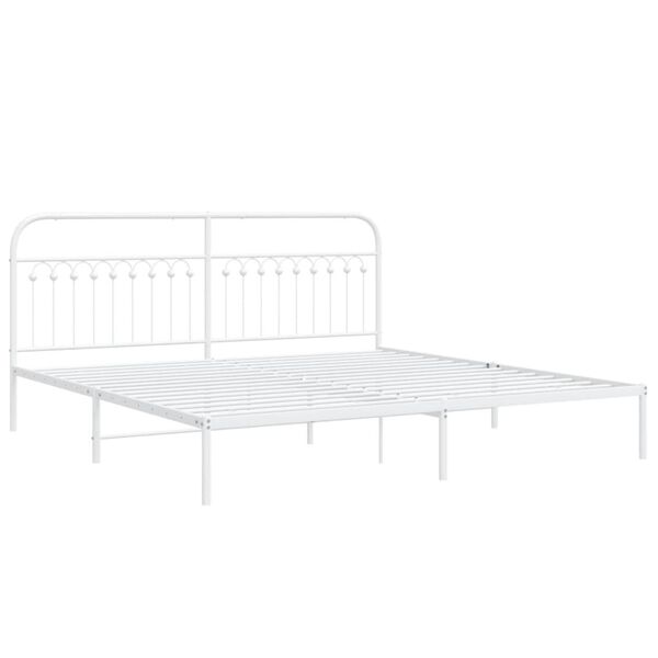 vidaXL Estructura cama sin colch&oacute;n con cabecero metal blanco 193x203cm