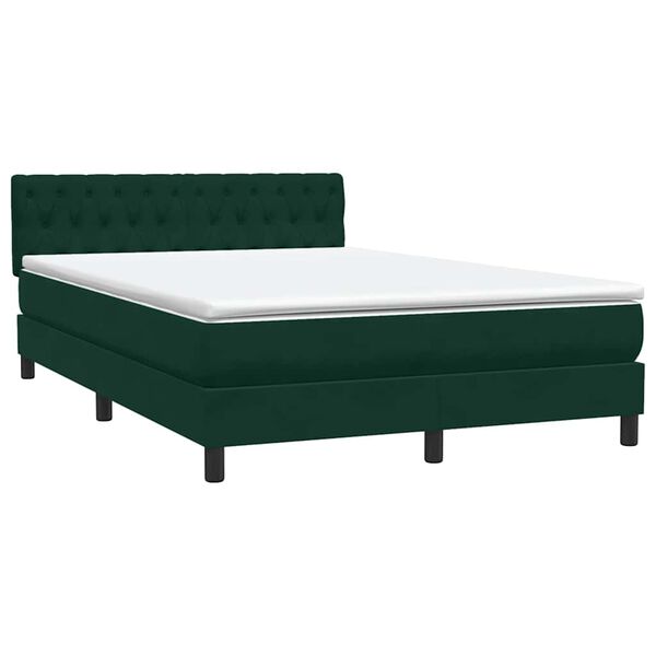 vidaXL Cama box spring con colch&oacute;n terciopelo verde oscuro 160x220 cm