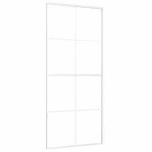 vidaXL Puerta corredera ESG vidrio y aluminio blanca 90x205 cm
