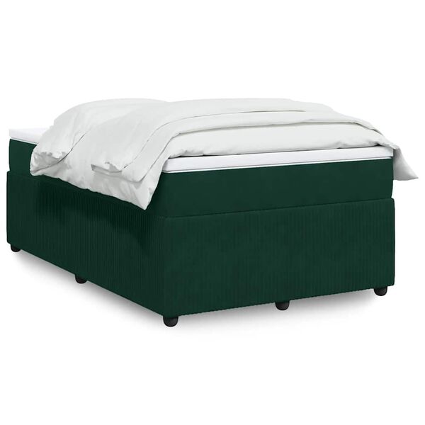 vidaXL Cama box spring con colch&oacute;n terciopelo verde oscuro 120x200 cm