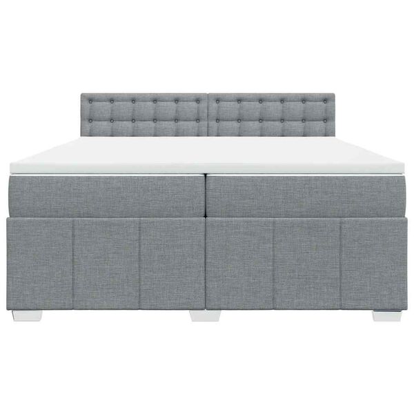 vidaXL Cama box spring con colchón tela gris claro 200x200 cm