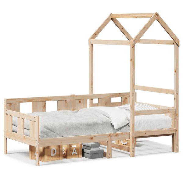 vidaXL Sofá cama con techo madera maciza de pino 90x200 cm