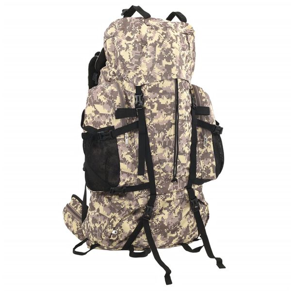 vidaXL Mochila de senderismo tela oxford marr&oacute;n camuflaje 80 l