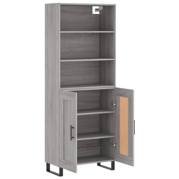 vidaXL Aparador alto madera contrachapada gris sonoma 69,5x34x180 cm