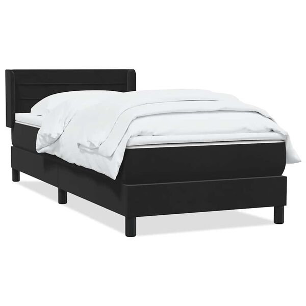 vidaXL Cama box spring con colch&oacute;n cuero sint&eacute;tico negro 90x210 cm
