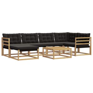 vidaXL Conjunto de sof&aacute;s de exterior 7 uds. Blanco y Negro
