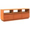 vidaXL Mueble de TV madera maciza de pino marrón cera 140x37x50 cm