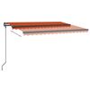 vidaXL Toldo autom&aacute;tico LED sensor de viento naranja y marr&oacute;n 4,5x3 m