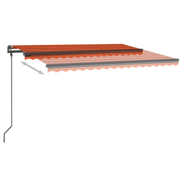 vidaXL Toldo autom&aacute;tico LED sensor de viento naranja y marr&oacute;n 4,5x3 m