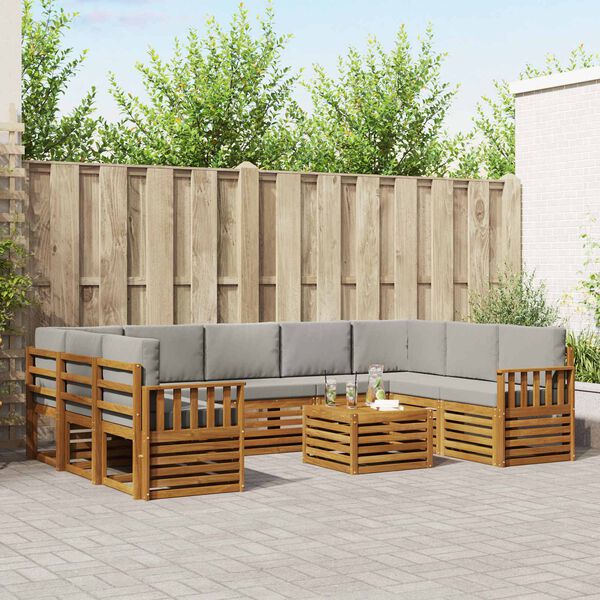 vidaXL Juegos de sof&aacute;s con coj&iacute;n 10 pcs Gris Natural y Claro