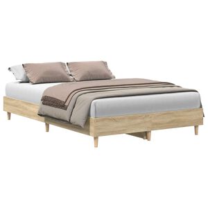 vidaXL Estructura de cama sin colch&oacute;n roble Sonoma 140x190 cm madera