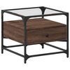 vidaXL Mesa de centro con puertas de vidrio marr&oacute;n roble 50x50x45 cm