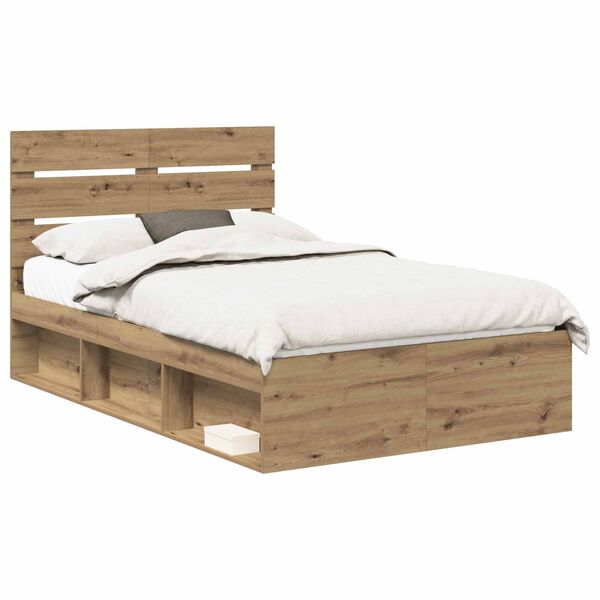 vidaXL Estructura de cama con cabecera Roble Artesanal 120 x 200 cm