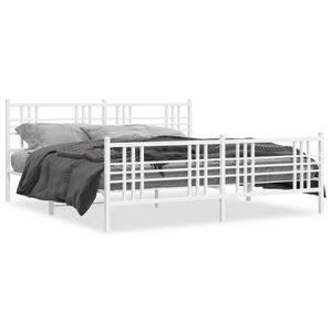 vidaXL Estructura cama sin colch&oacute;n con estribo metal blanco 193x203 cm