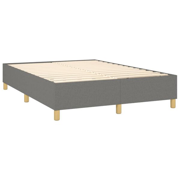vidaXL Cama box spring con colch&oacute;n tela gris oscuro 140x190 cm