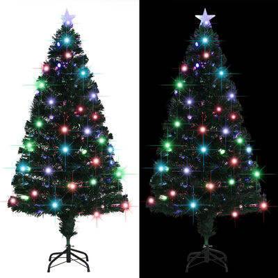 vidaXL Árbol de Navidad artificial con soporte/LED 150 cm fibra óptica
