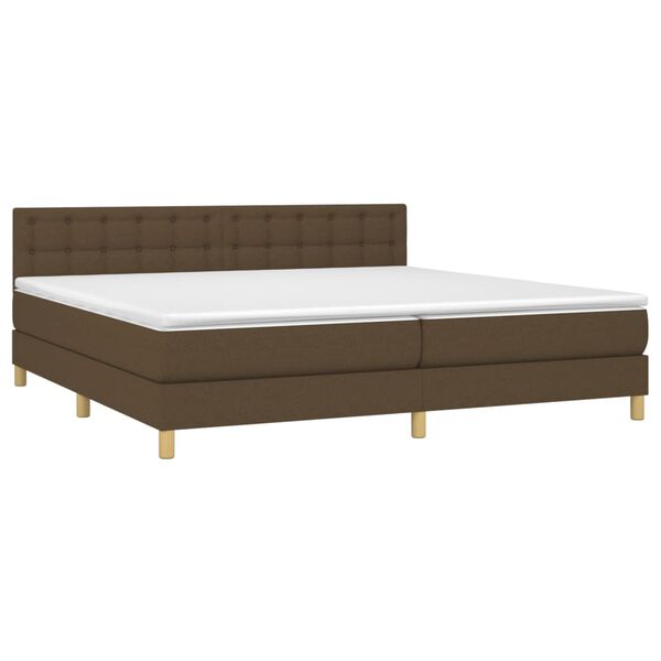 vidaXL Cama box spring con colch&oacute;n tela marr&oacute;n oscuro 200x200 cm