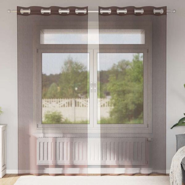 vidaXL Cortinas de gasa con ojales 2 uds marrón 140x225 cm