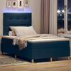 vidaXL Cama Box Spring LED con colch&oacute;n Azul 120 x 200 cm tela