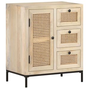 vidaXL Aparador de madera maciza mango y ca&ntilde;a natural 60x35x70 cm