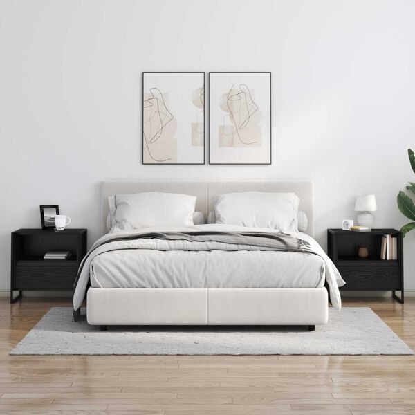 vidaXL Mesa de Noche con caj&oacute;n Roble Negro 50 x 39,5 x 50 cm