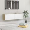vidaXL Mueble para TV madera contrachapada blanco y roble 120x30x30 cm