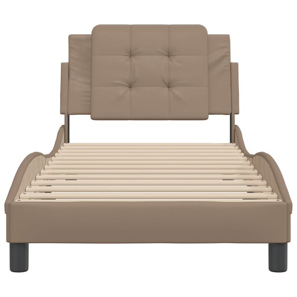 vidaXL Estructura de cama sin colchón Zadar cuero sintético capuchino 90x190 cm