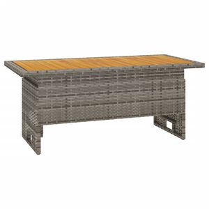 vidaXL Mesa de jard&iacute;n madera maciza acacia y rat&aacute;n gris 100x50x43/63cm