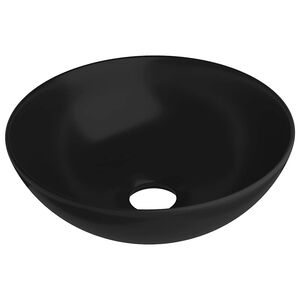 vidaXL Lavabo de cuarto de ba&ntilde;o redondo cer&aacute;mica negro mate