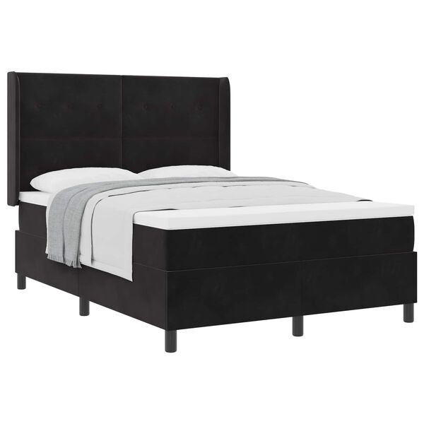 vidaXL Cama tipo Box Spring con colch&oacute;n Negro 140 x 190 cm Terciopelo