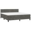 vidaXL Cama box spring colch&oacute;n y LED terciopelo gris oscuro 180x200 cm