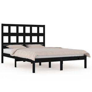vidaXL Estructura de cama de madera maciza de pino negra 140x190 cm