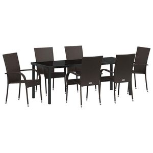 vidaXL Conjunto de Comedor de Jard&iacute;n 7 pcs Marr&oacute;n